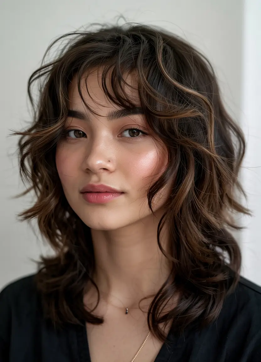 haircuts inspo layers Soft Shag with Wispy Layers