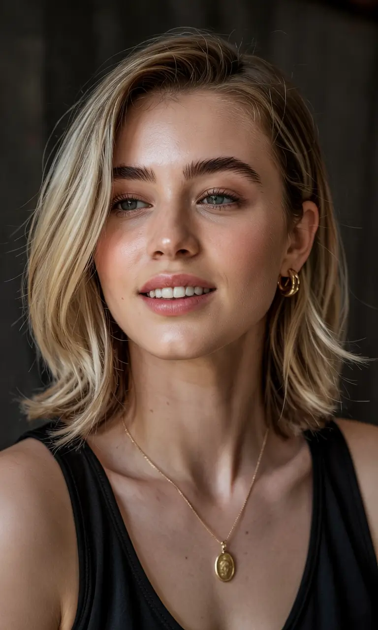 haircuts inspo short hair Chic Blonde Bob with Natural Volume