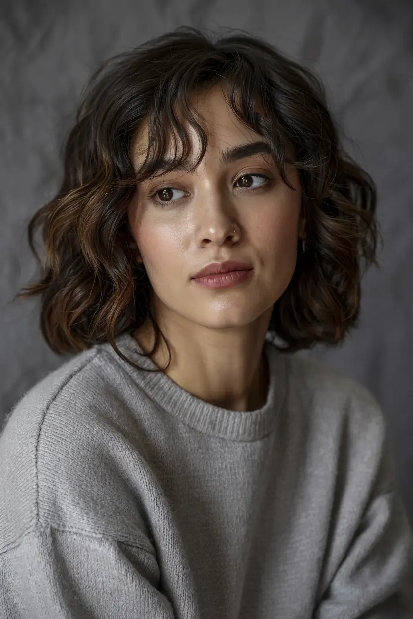 haircuts inspo short Curly Bob with Airy Bangs