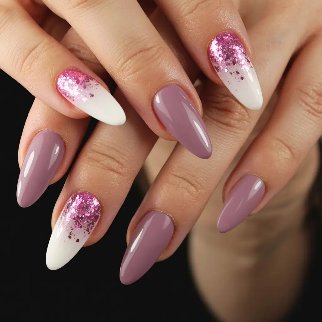 nail colors winter 2026 Pink Spark Dipped Tips