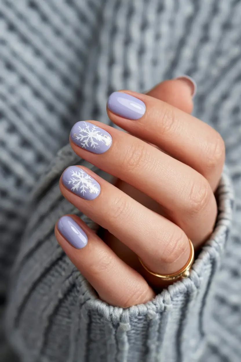 nail colors winter 2026 Lavender Snowflake Whispers