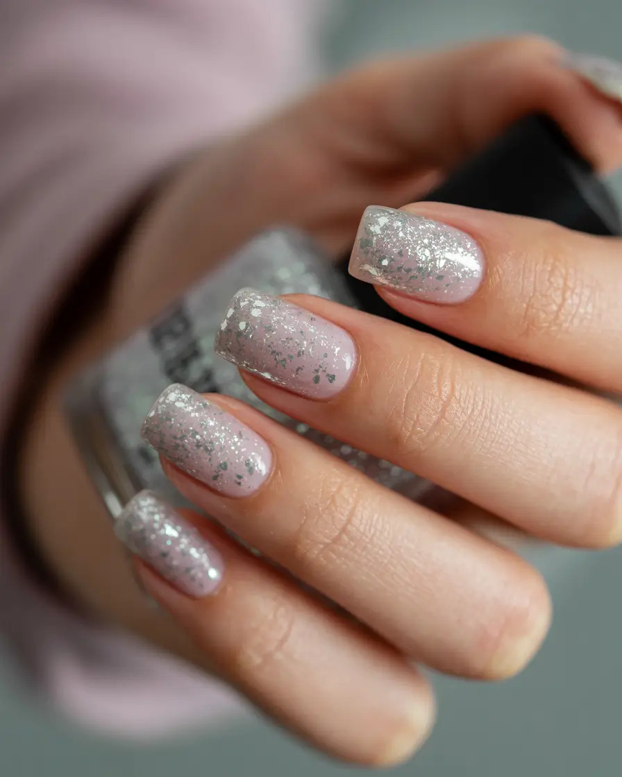 nail colors winter 2026 Silver Crystal Sheer Snowfall