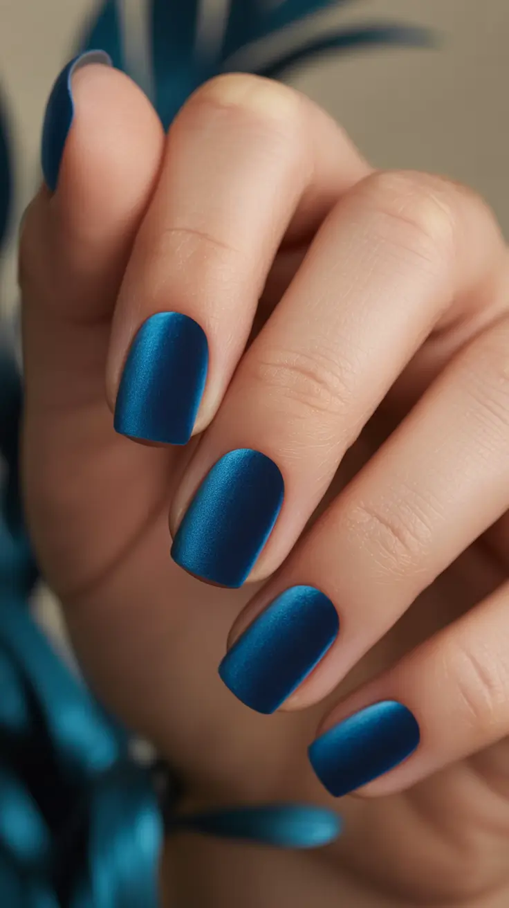 nail colors winter 2026 Velvet Sapphire Matte Minimalism