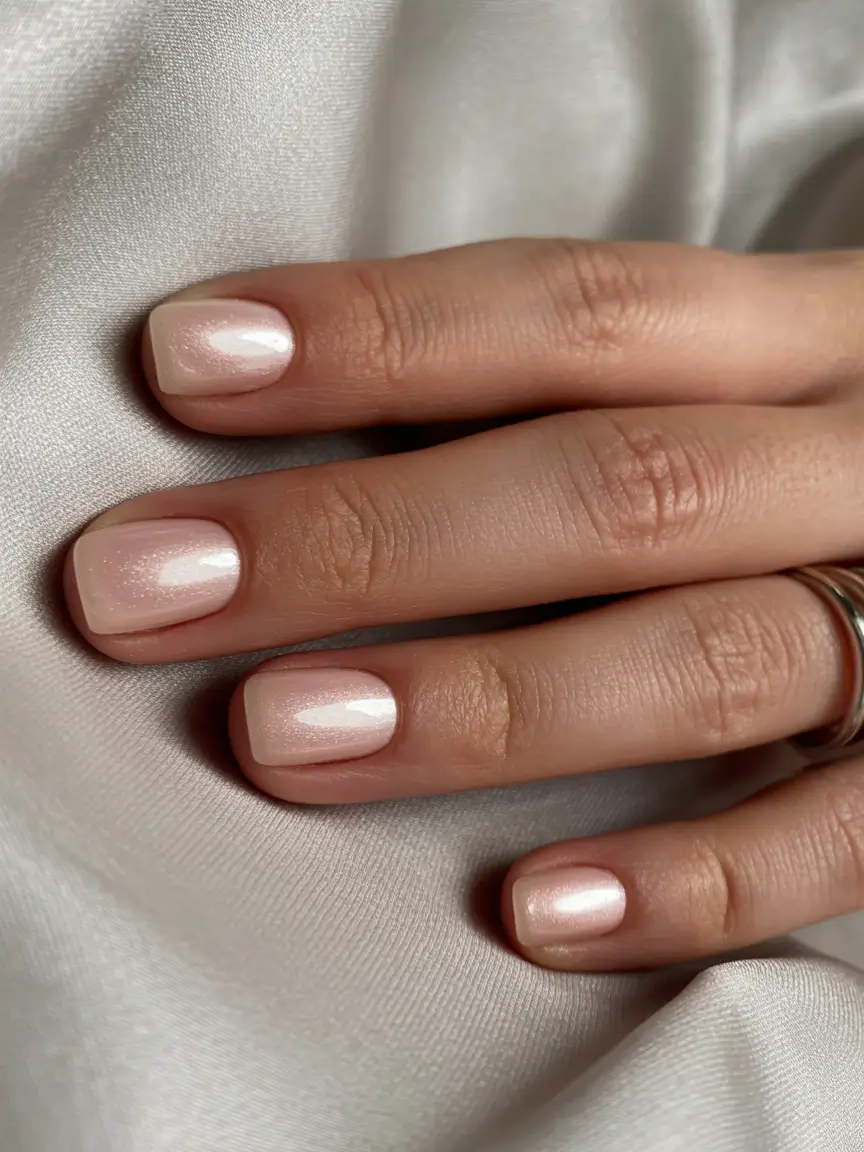 nail colors winter 2026 Pearly Pink Minimalism for Quiet Luxury Seasons