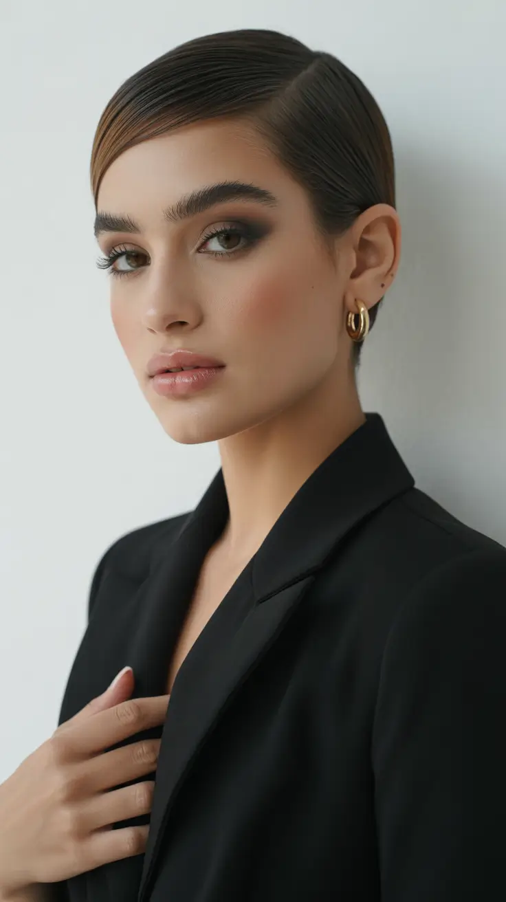 pixie hairstyles 2026 Ultra Sleek Side Part Pixie With Polished Shine