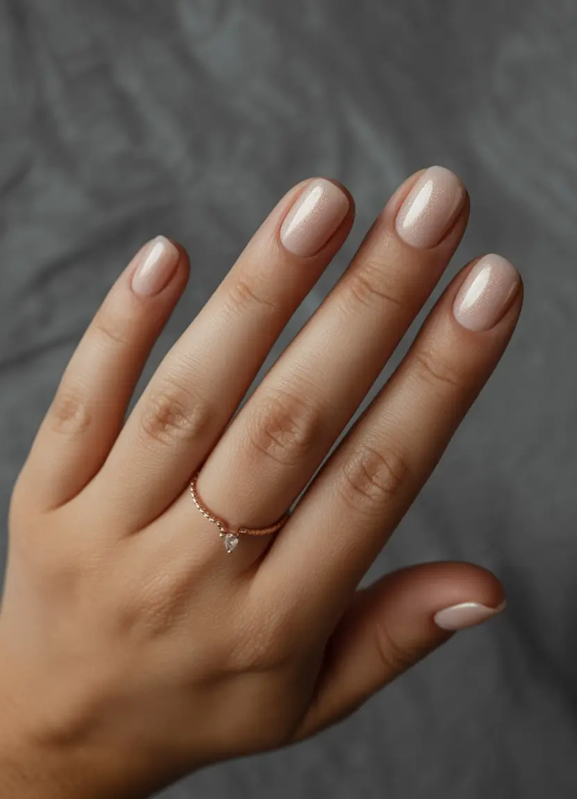 short nails 2026 Neutral Beige Gloss With Natural Finish