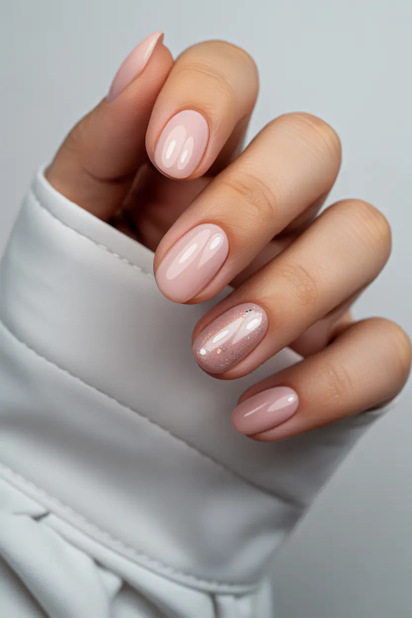 short nails 2026 Soft Pink Natural Gloss With Minimal Accent