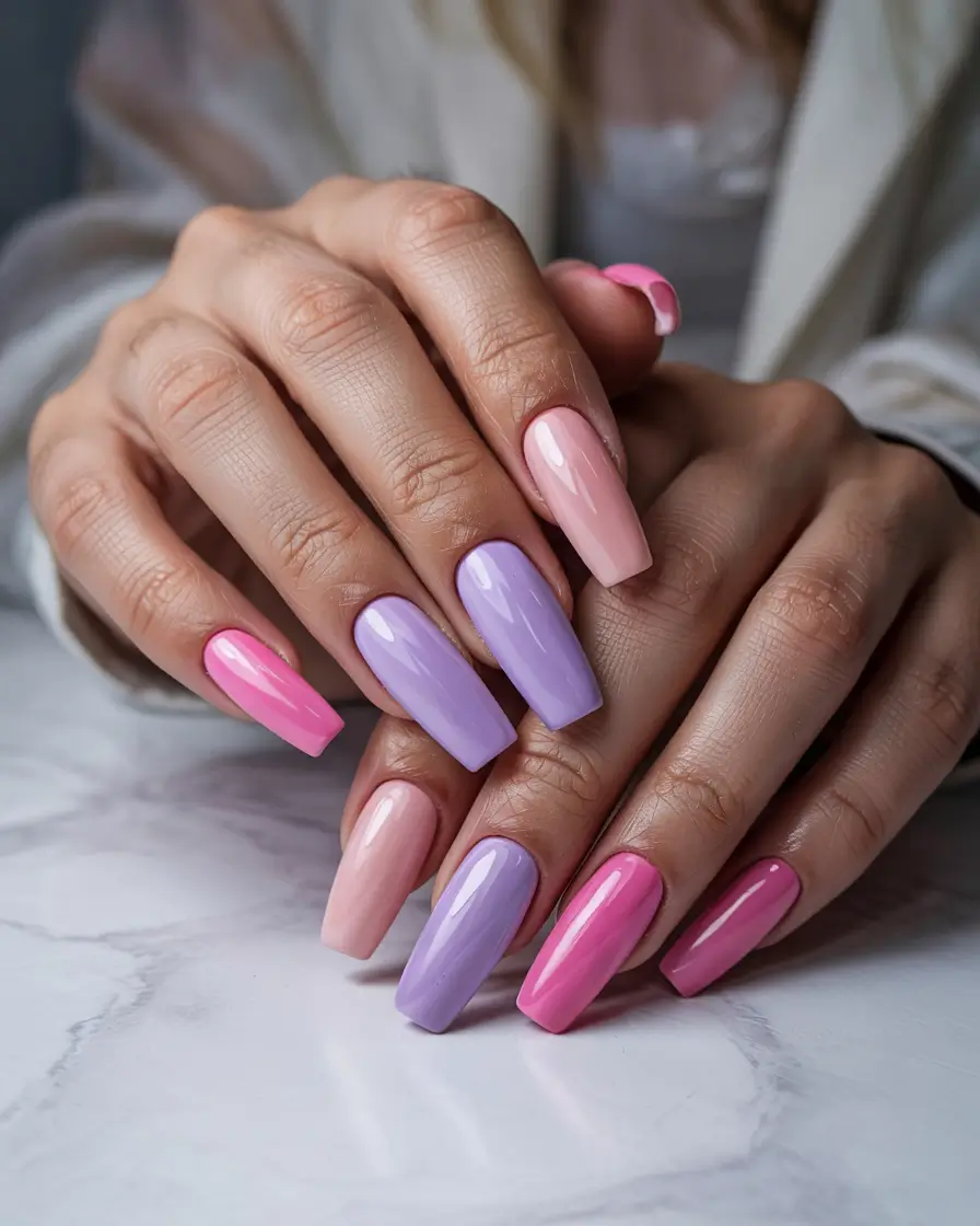pink nails inspiration 2026 Pastel Ombre Candy Mix