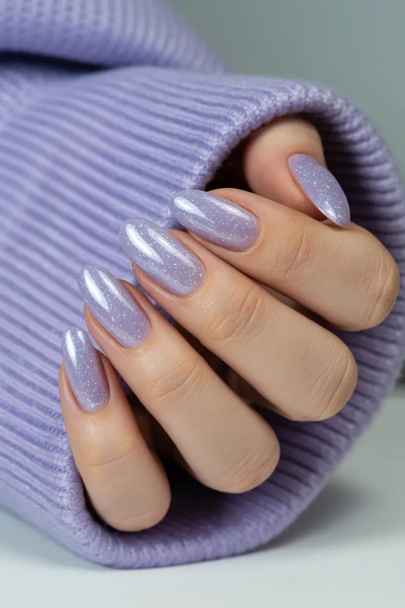 purple nails ideas Cloudy Soft Lilac With Fairy Dust Sparkle