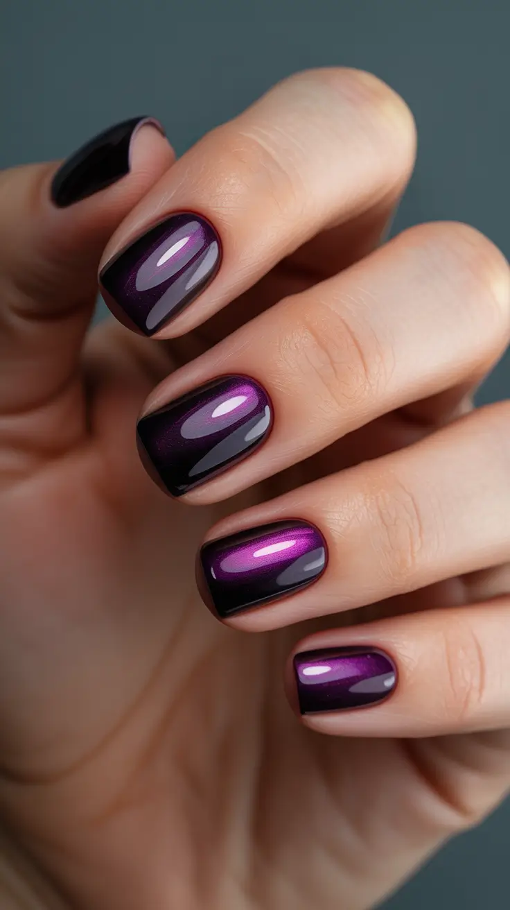 purple nails ideas Metallic Plum Dimension With a Mirror Finish