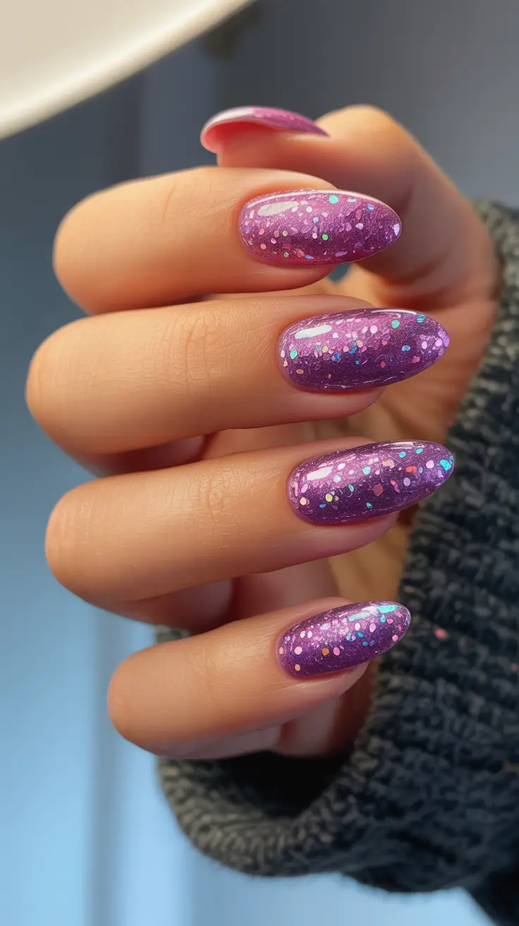purple nails ideas Playful Confetti Lavender Sparkle