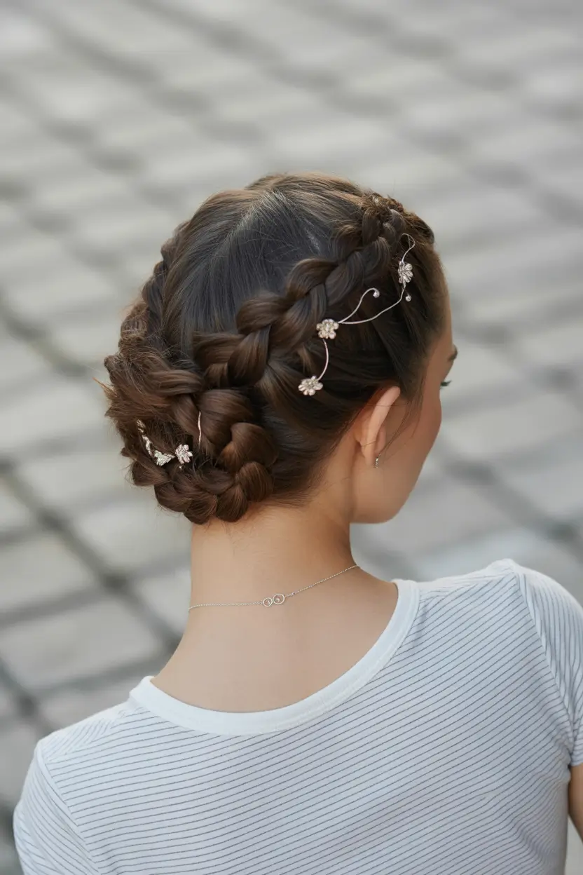 buns hairstyles Floral Braided Crown Bun