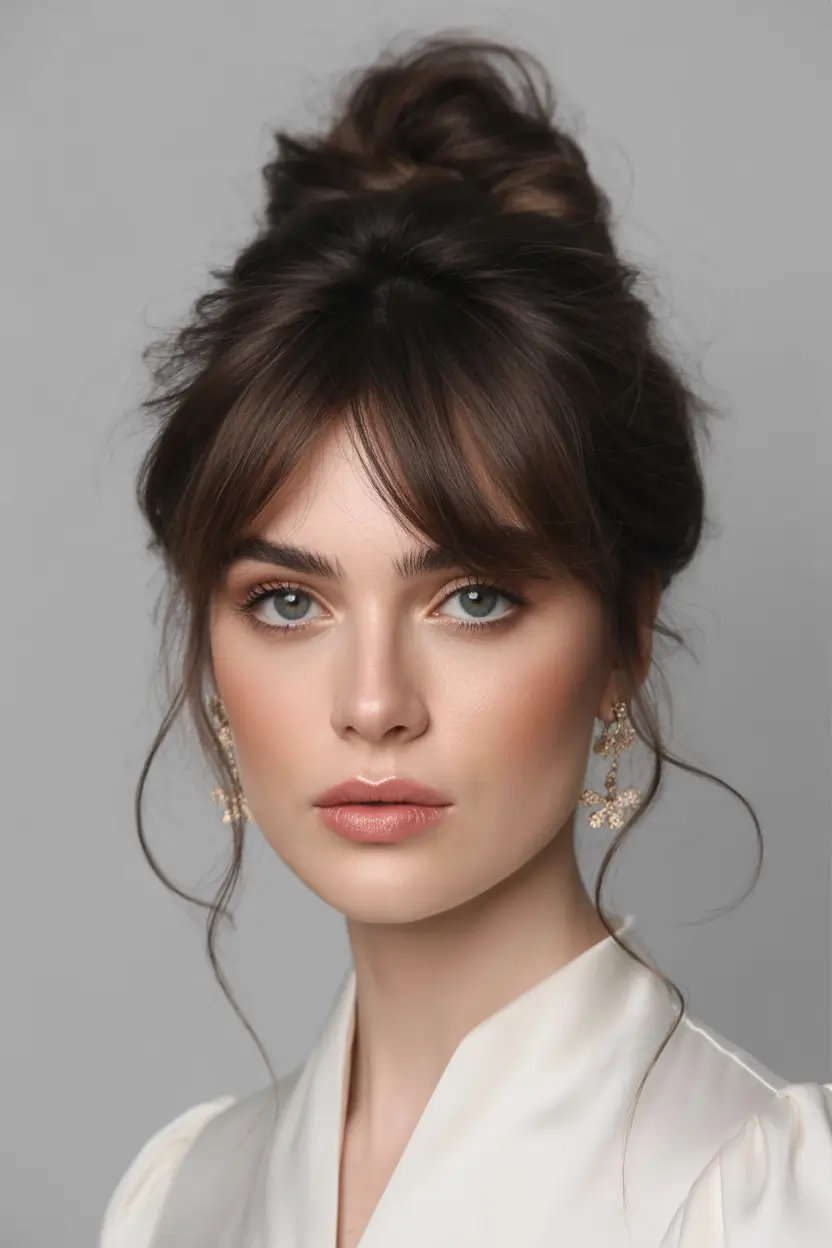 buns hairstyles Soft Fringe Elegance Bun