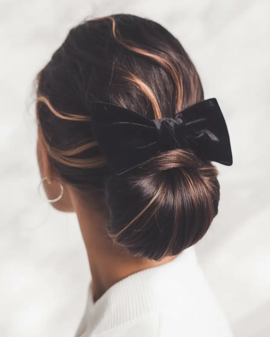 buns hairstyles Velvet Bow Charm Bun