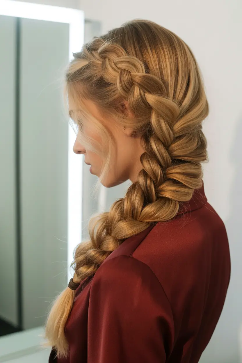 side part hairstyles Golden Side Braid