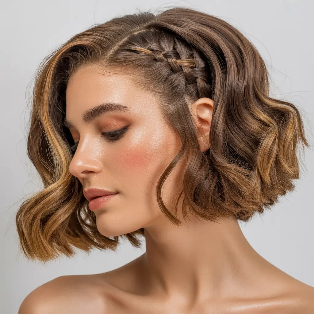 side part hairstyles Textured Bob Braid Accent