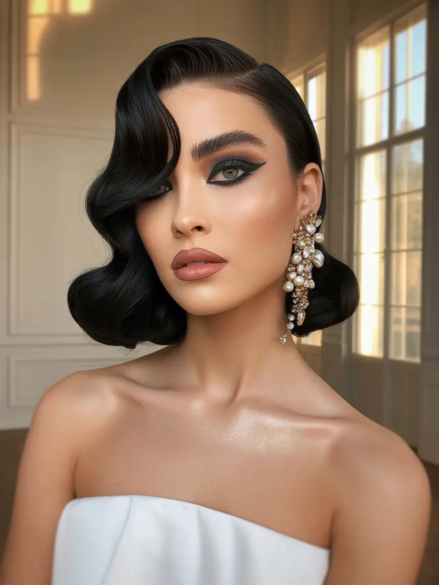 side part hairstyles Noir Gloss Wave Statement