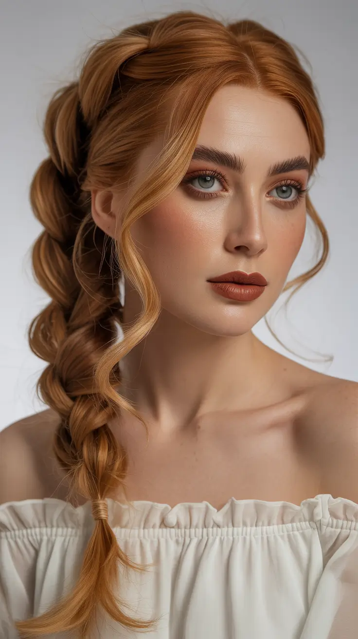 side part hairstyles Twisted Copper Braid Charm