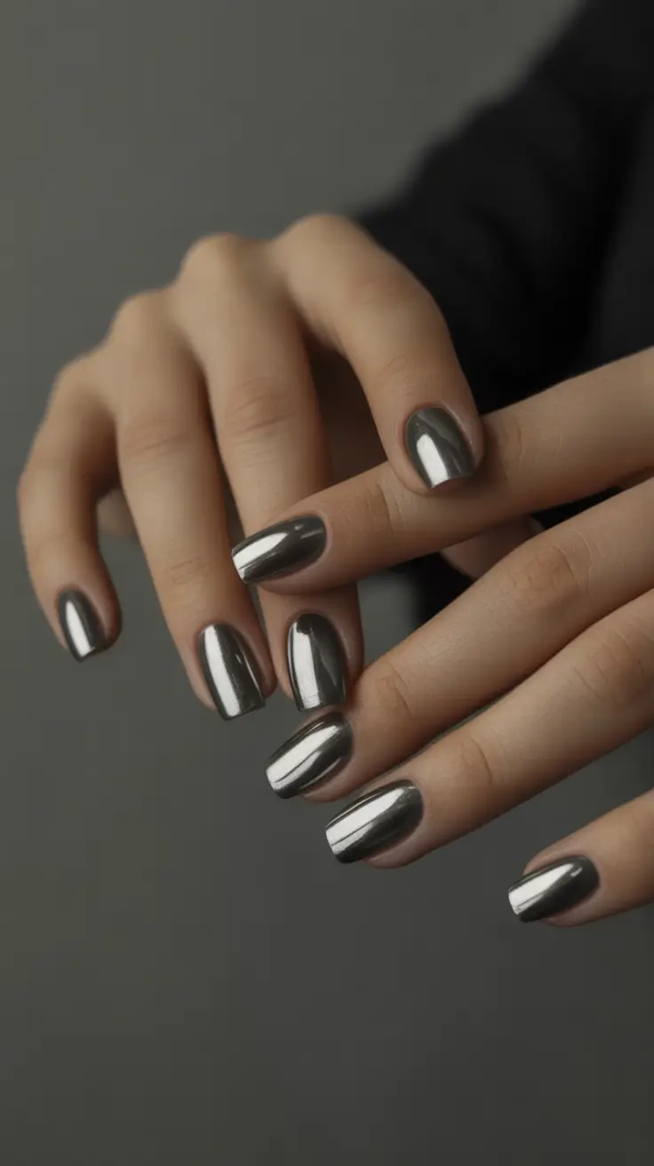 silver chrome nails 2026 Mirror Metallic Silver Chrome