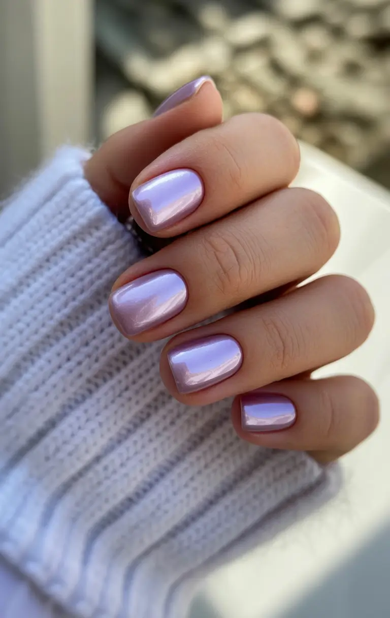 silver chrome nails 2026 Lavender Pearl Chrome Softness
