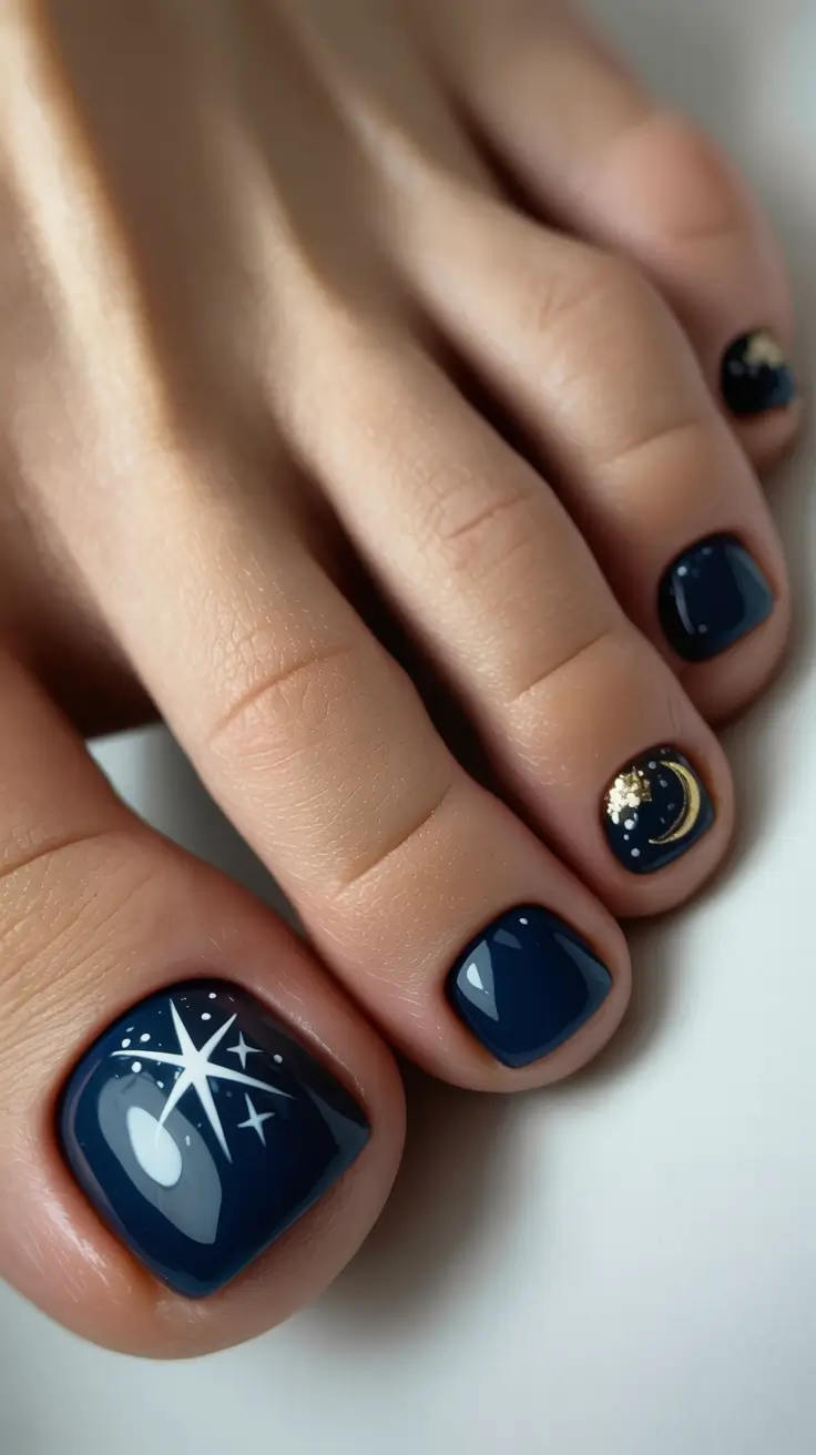 toe nails ideas Midnight Sky Constellation Magic
