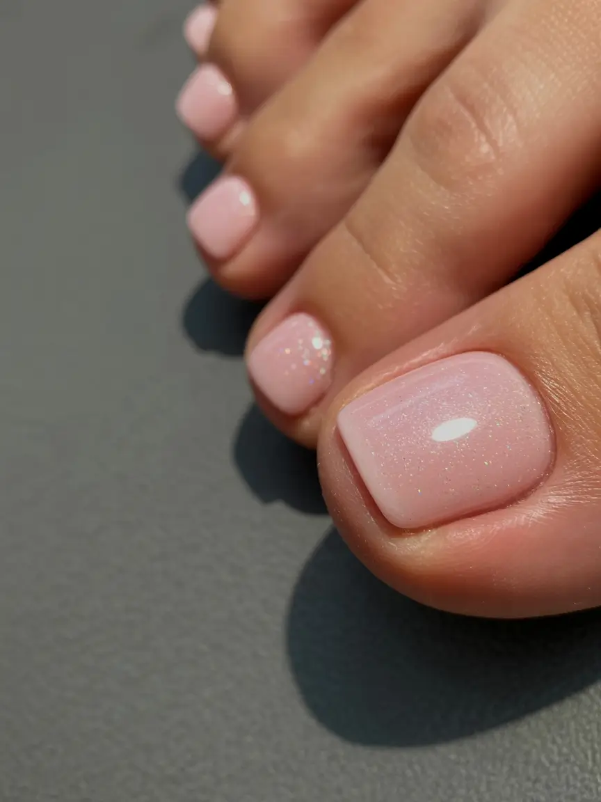 toe nails ideas Soft Ballet Pink Glow Finish