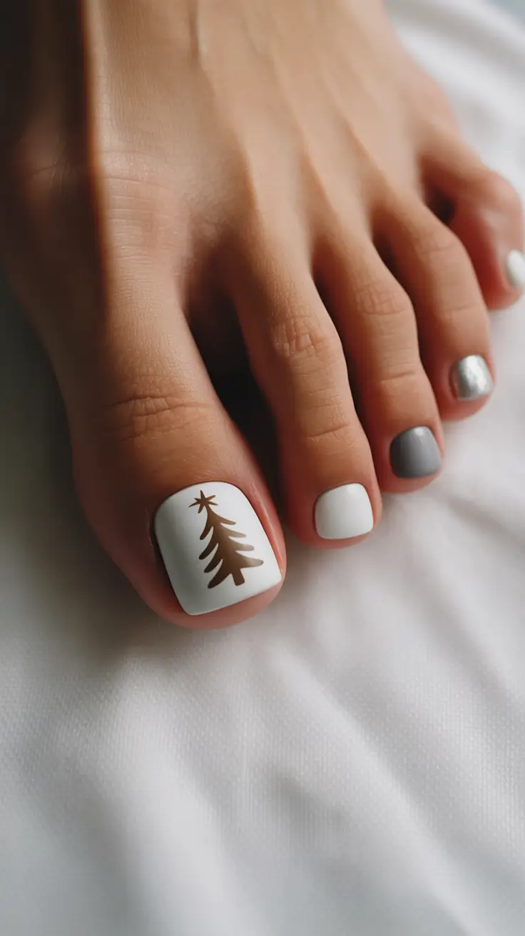 toe nails ideas Nordic Winter Tree Minimalism