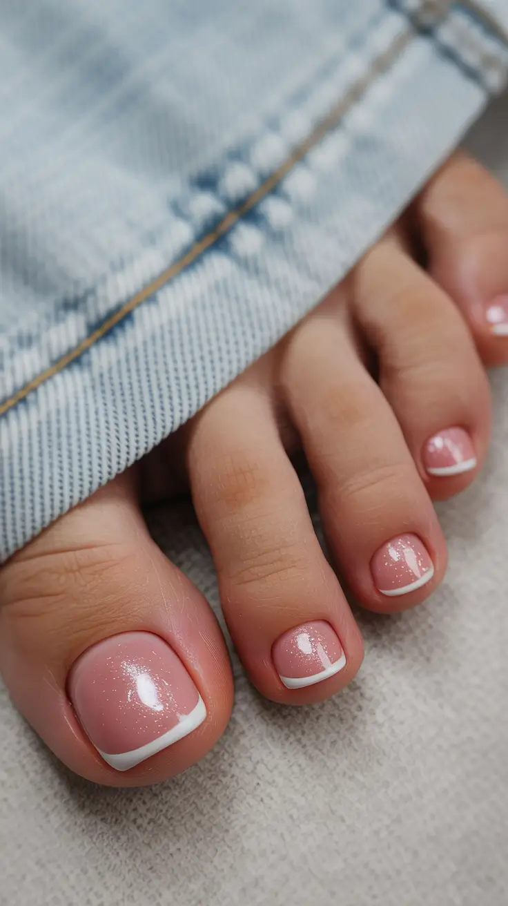 toe nails ideas Classic French Glow Pedicure