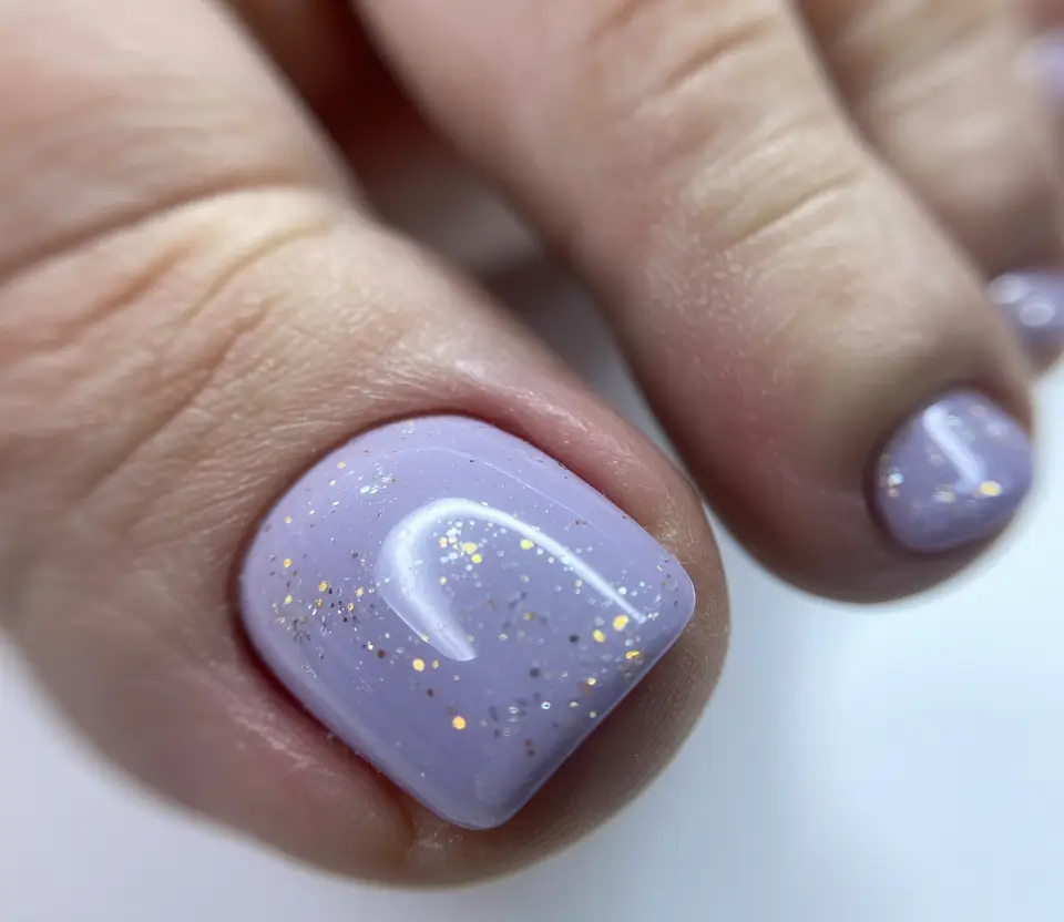 toe nails ideas Lavender Mist With Stardust Shimmer