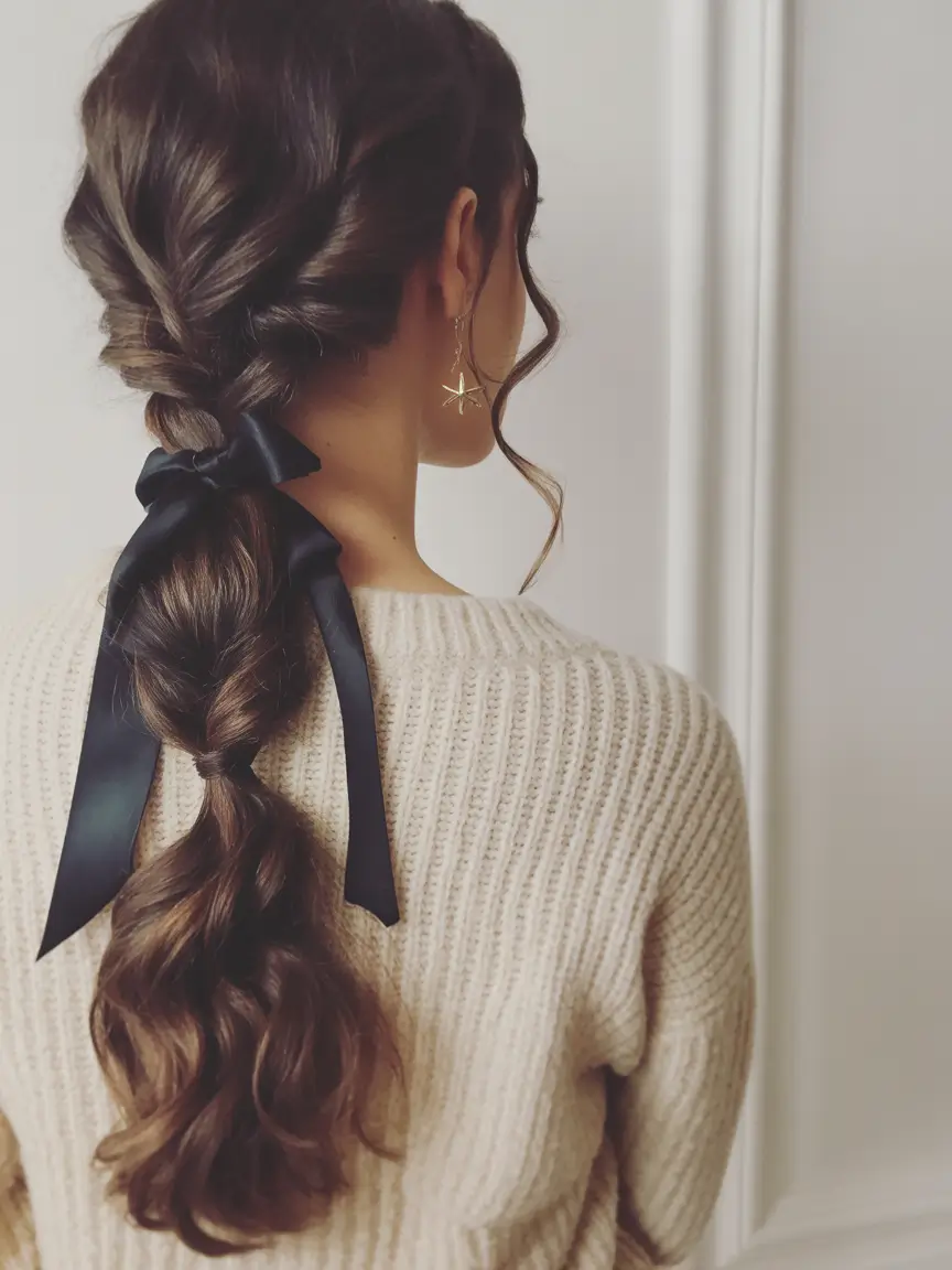 easy hairstyles Loose Ribbon Braid