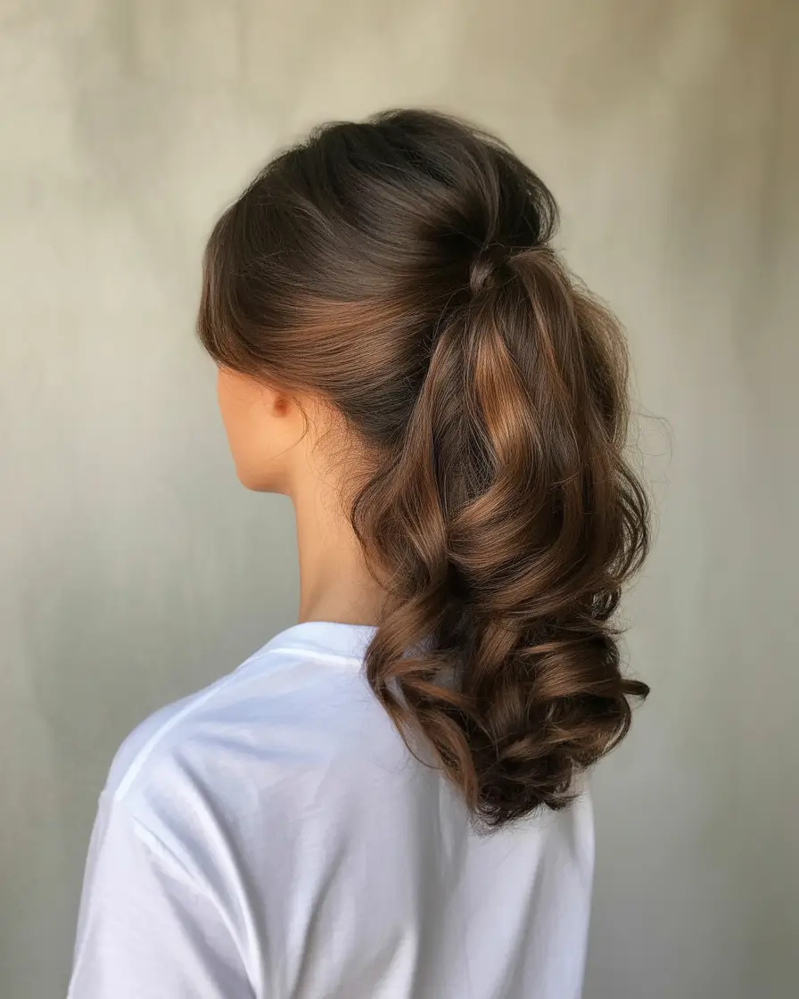 easy hairstyles Curled Pony Volume
