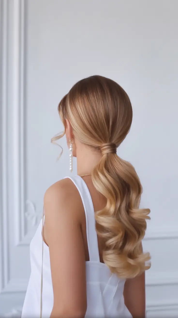 easy hairstyles Glossy Wrapped Ponytail