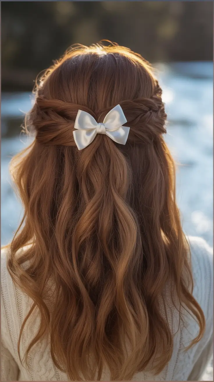easy hairstyles Romantic Braid with Ribbon