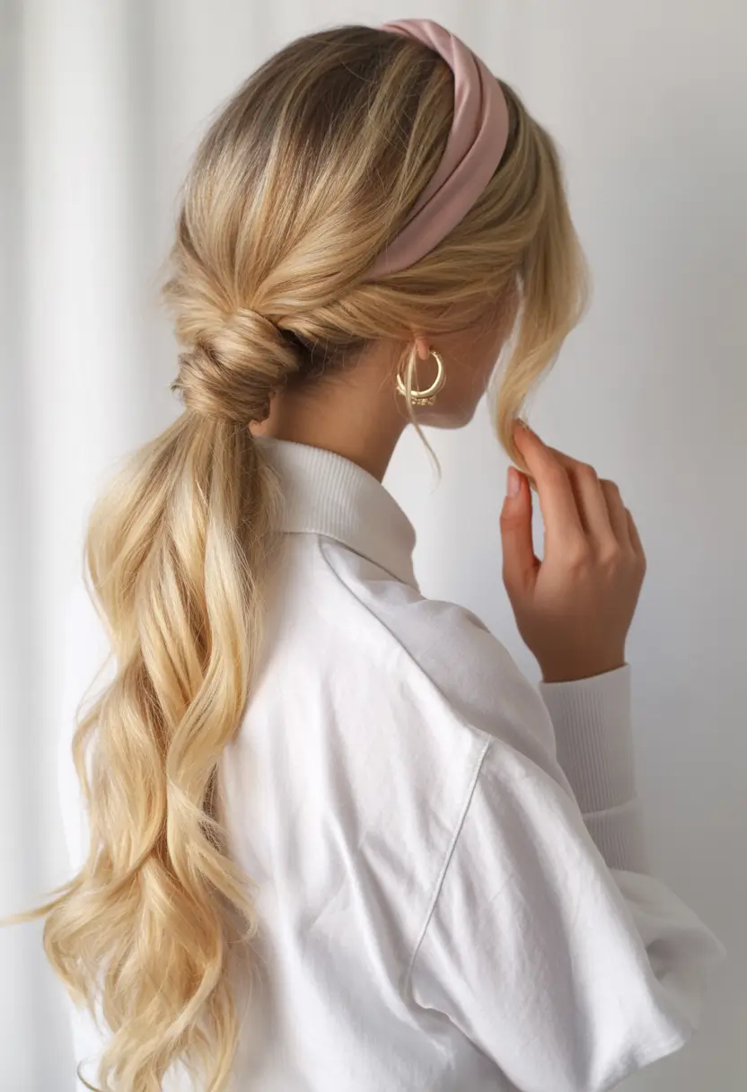 easy hairstyles Soft Pony with Headband