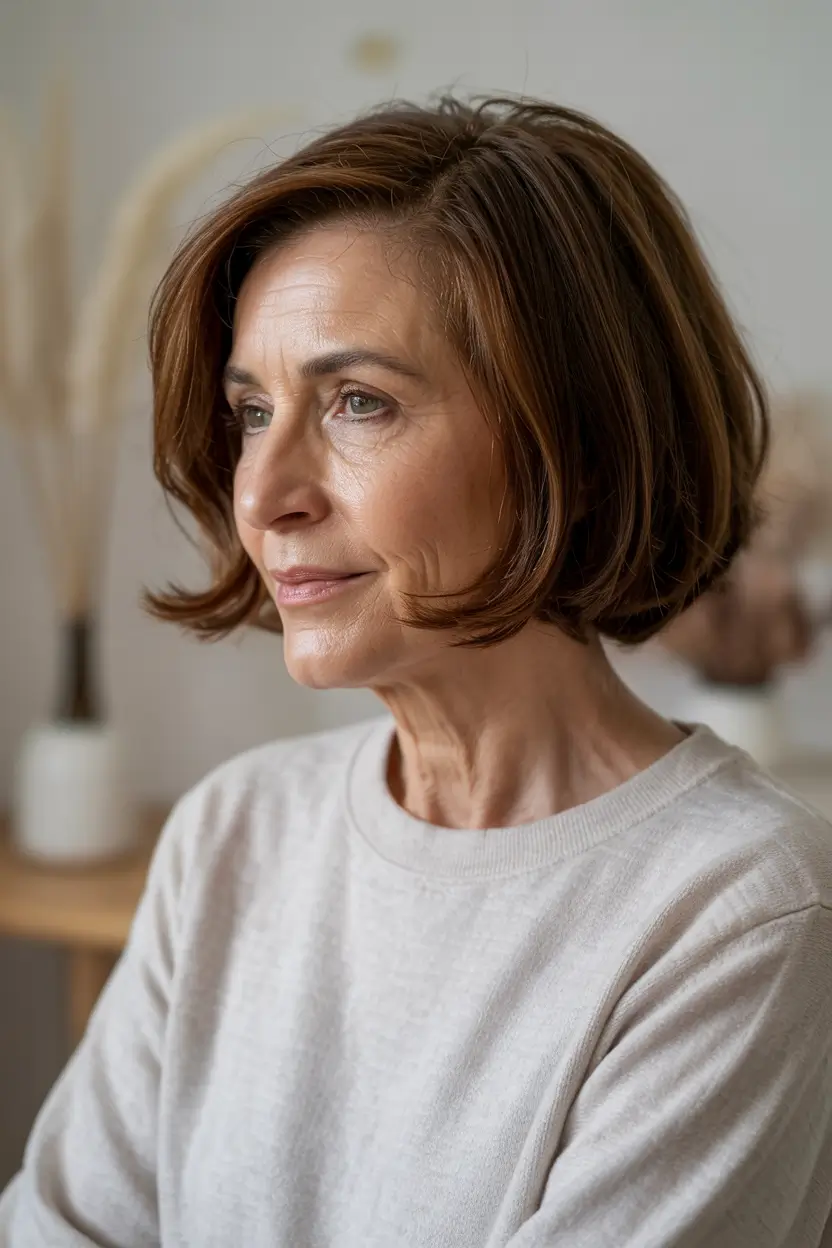 haircuts-for-women-over-60-short-length-rounded-chocolate-bob