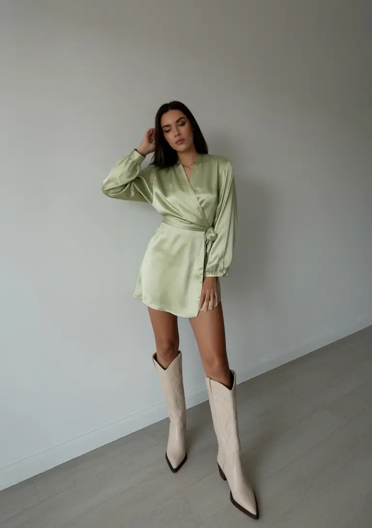 spring birthday outfit 2026 - Pastel Wrap Dress with Modern Western Influence