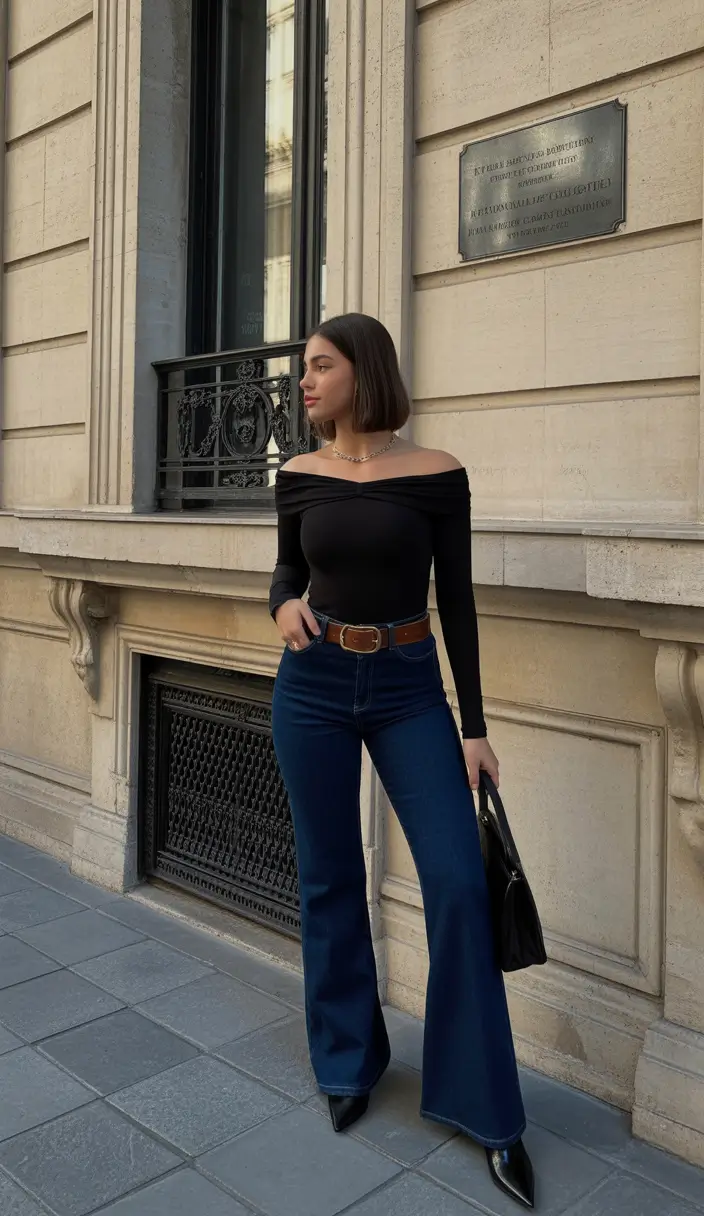 spring birthday outfit 2026 - Classic Off Shoulder Silhouette with Retro Denim