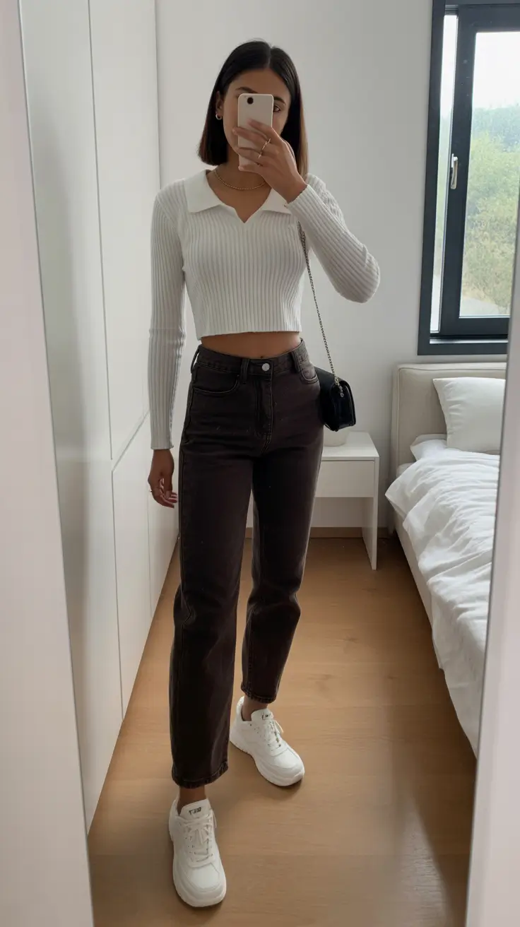 spring birthday outfit 2026 - Crisp Knit Simplicity with Relaxed Denim Ease