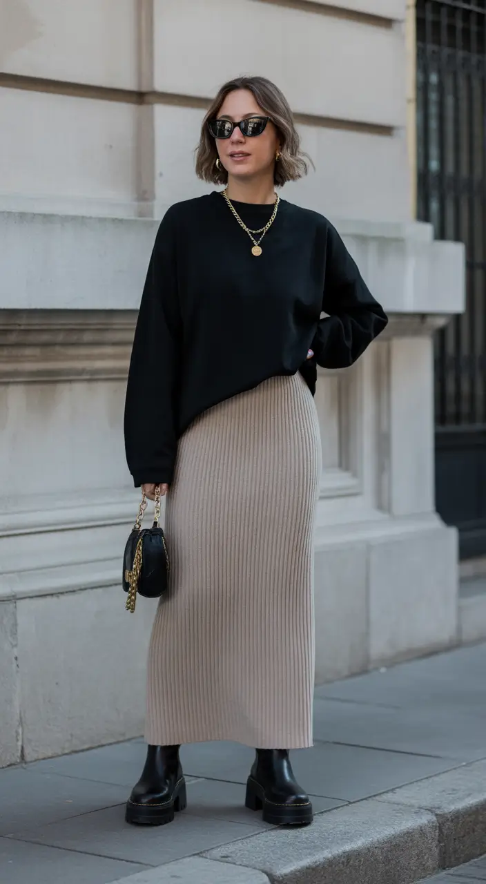 spring birthday outfit 2026 - Monochrome Elegance With a Cozy Twist