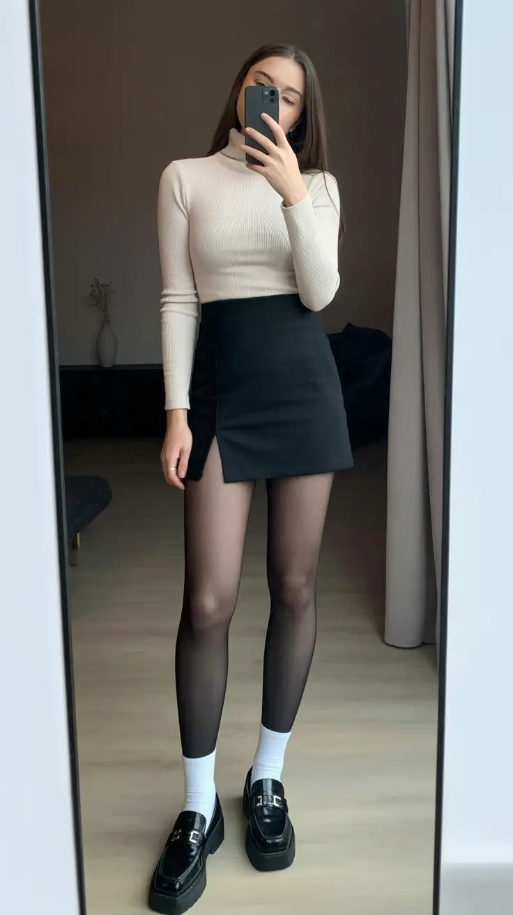 classy spring skirt outfits 2026 Minimal Black and Cream for Polished Spring Days