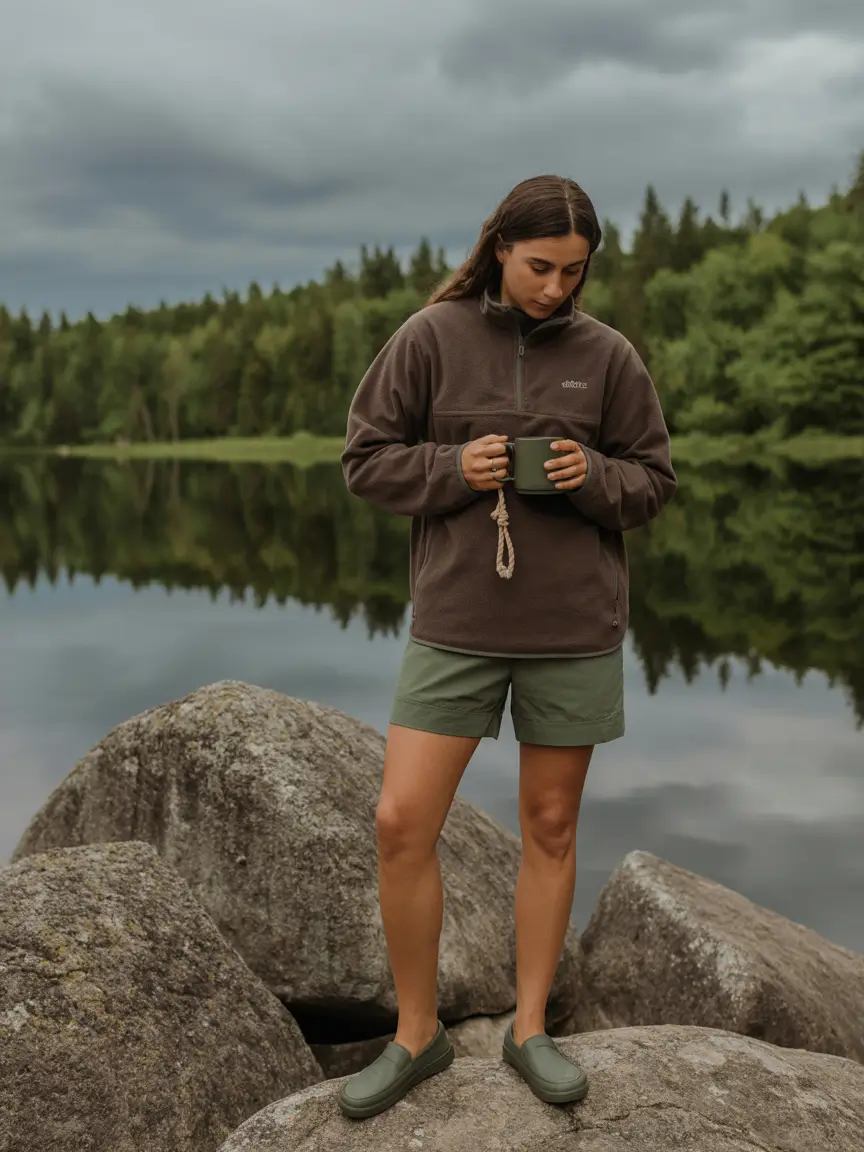 cute camping spring outfits 2026 Warm Taupe and Moss Tones