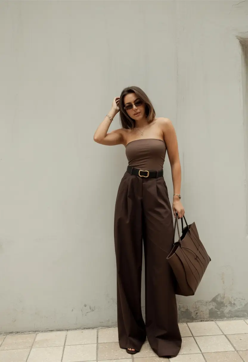 cute spring club outfits 2026 Monochrome Mocha Confidence for Spring Nights