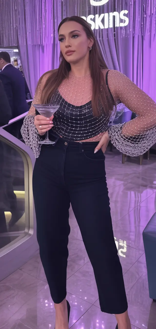 cute spring club outfits 2026 Sheer Sparkle with Deep Indigo Contrast