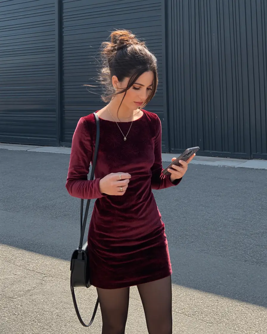 cute spring club outfits 2026 Burgundy Velvet Ease for Spring Evenings