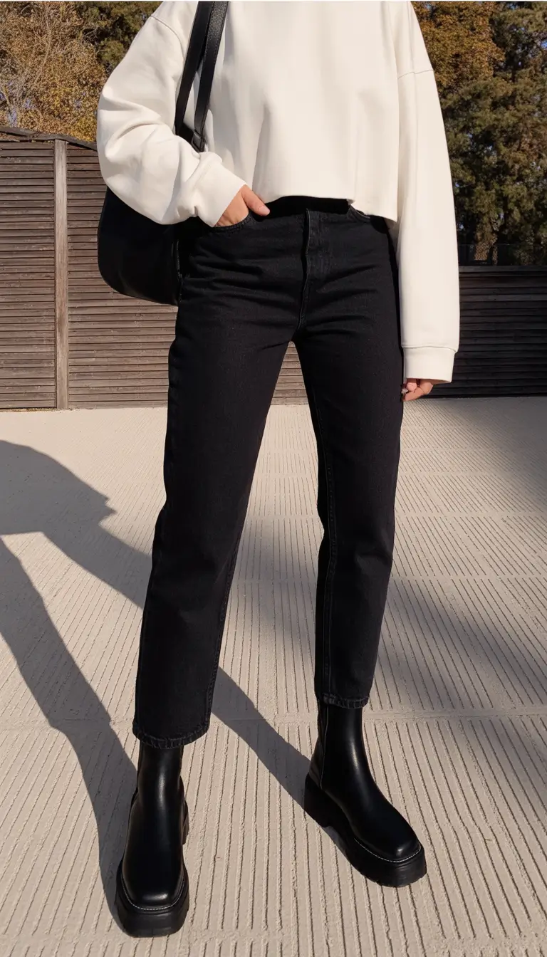 spring outfits women 2026 Black and Cream Contrast with a Clean Spring Edge