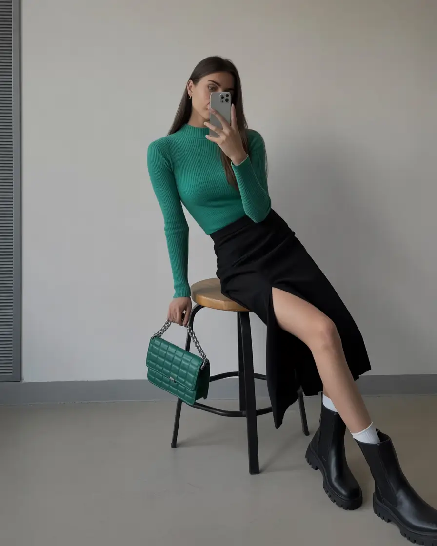 spring outfits women 2026 Emerald Accents with a Sleek Spring Edge
