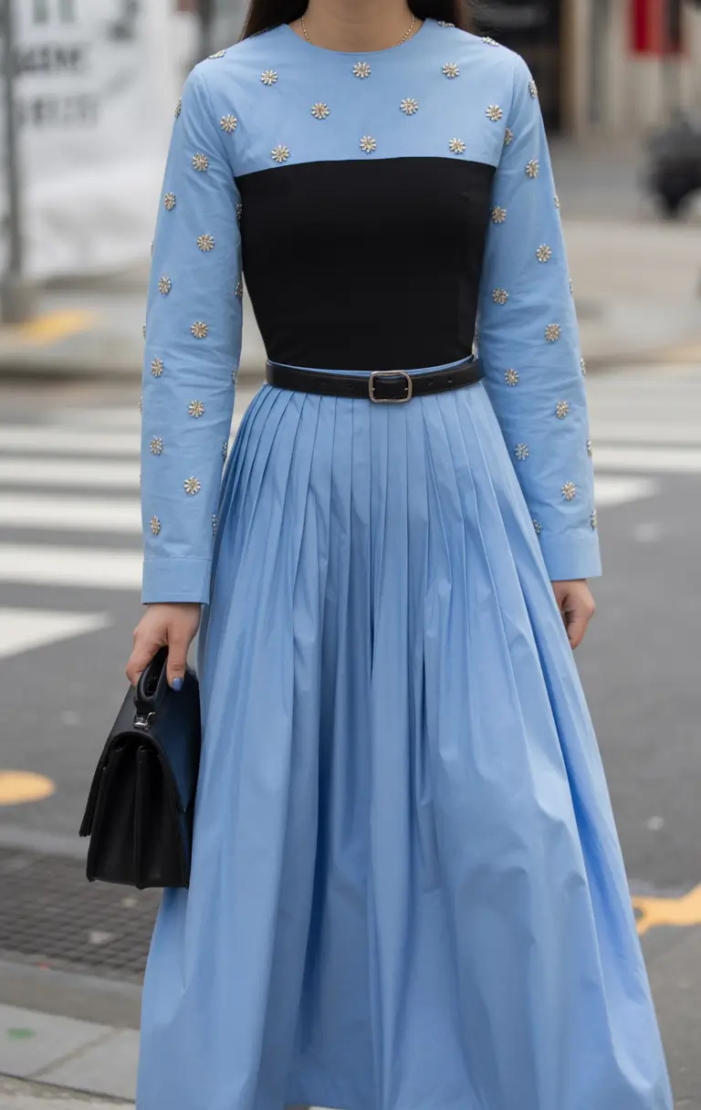 cute spring school outfits 2026 The Powder Blue Dress That Feels Like Spring