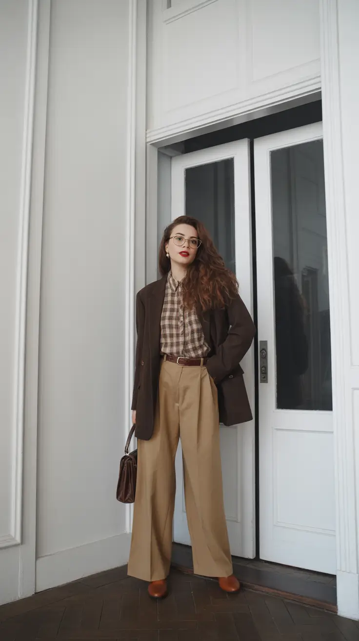 cute spring school outfits 2026 The Preppy Blazer and Pleated Pants Combination