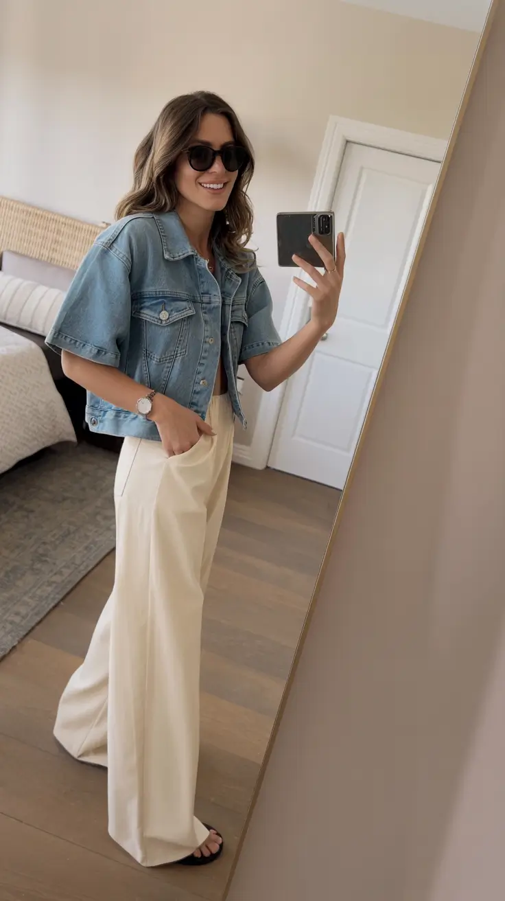 effortless spring basic outfits 2026 Light Layers With a Fresh Denim Twist