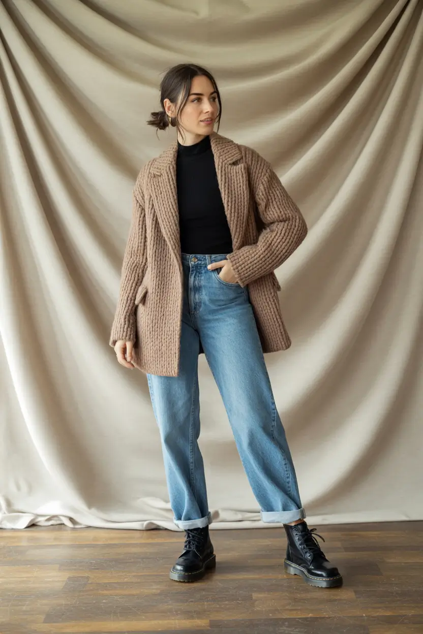 effortless spring basic outfits 2026 Chunky Textures for Early Spring Warmth